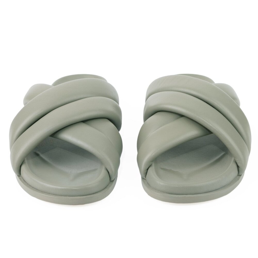 ANINE BING Lizzie Leather Slide Sandals in Sage Green — Size 38 (US 7.5) - Picture 3 of 13